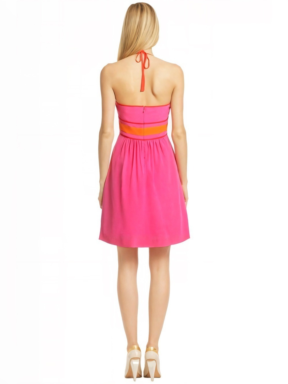 Trina Turk Hot Pink Silk Halter Mini Dress Size 12 - Picture 9 of 9